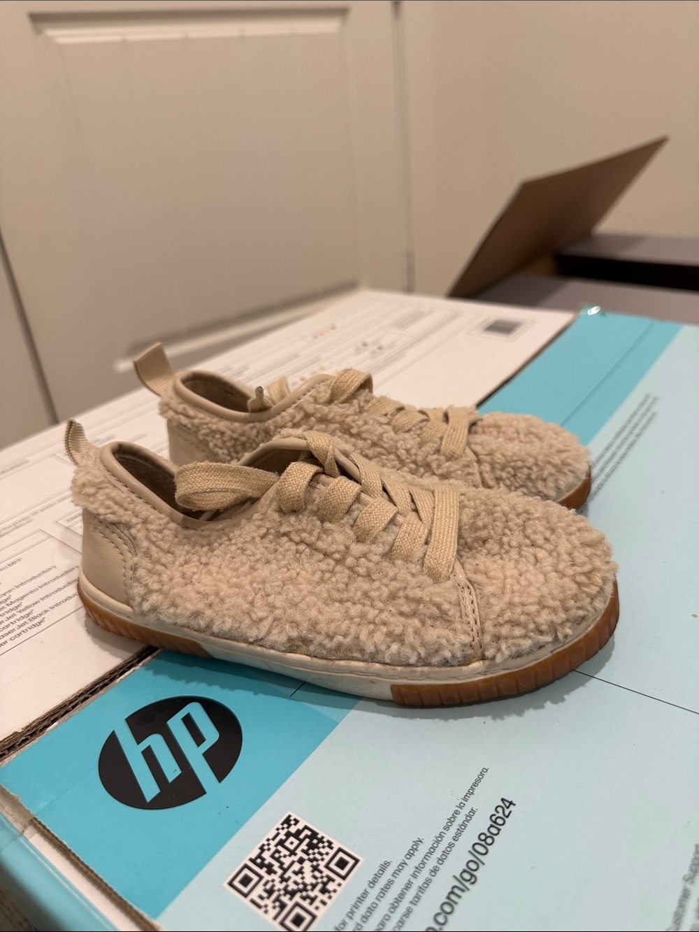 Zara Kids Sherpa Sneakers - Beige